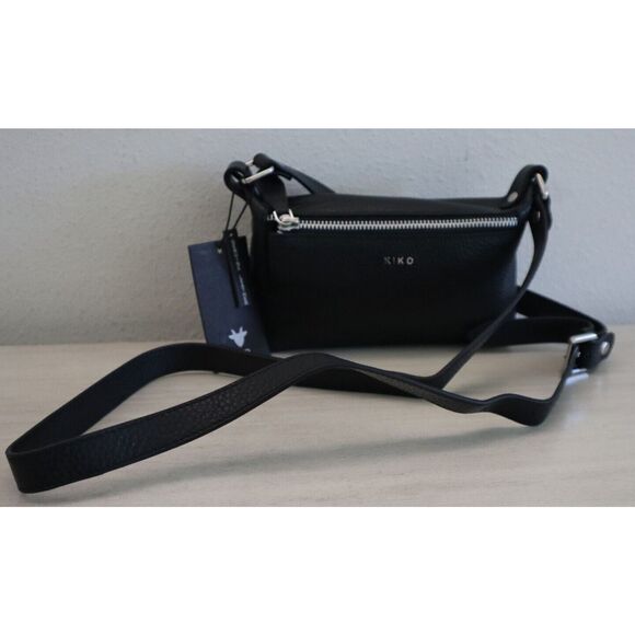 KIKO 744-1 Black Pebbled Genuine Leather Simple Crossbody Purse Handbag - Picture 5 of 9